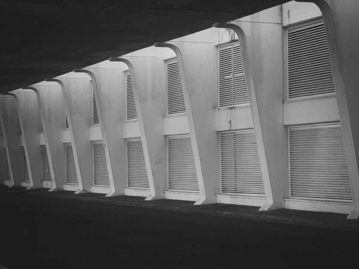 Concrete pillars of a modern industrial building